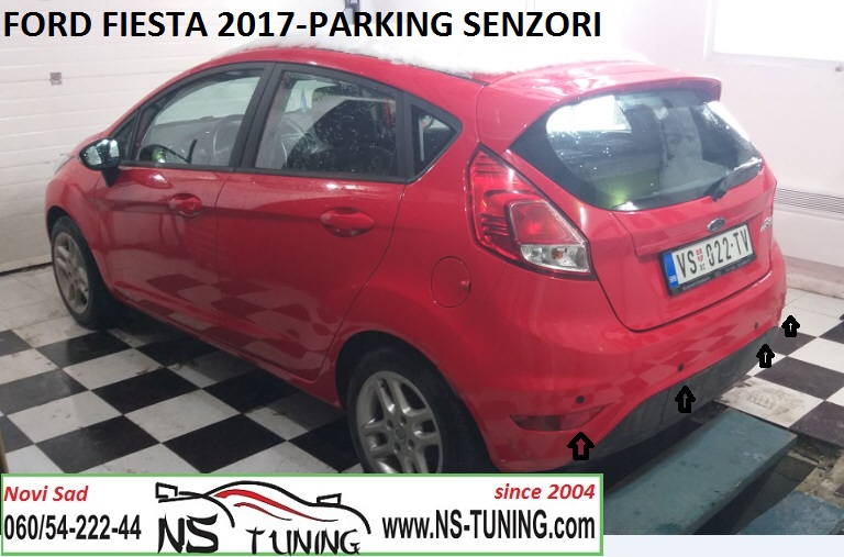 ford fiesta 2014 2015 2016 2017 2018 2019 ugradnja parking senzora sa ekranom novi sad ns tuning rikverc kamera